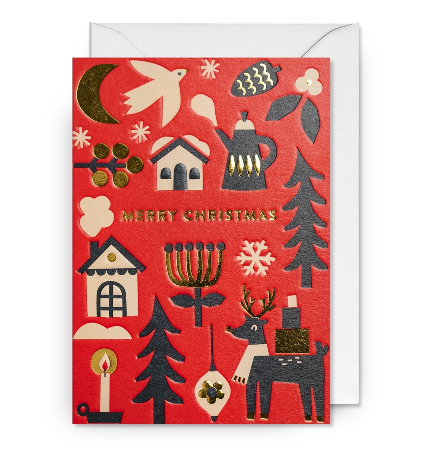 Pine Trees & Reindeer Collage Christmas Card
