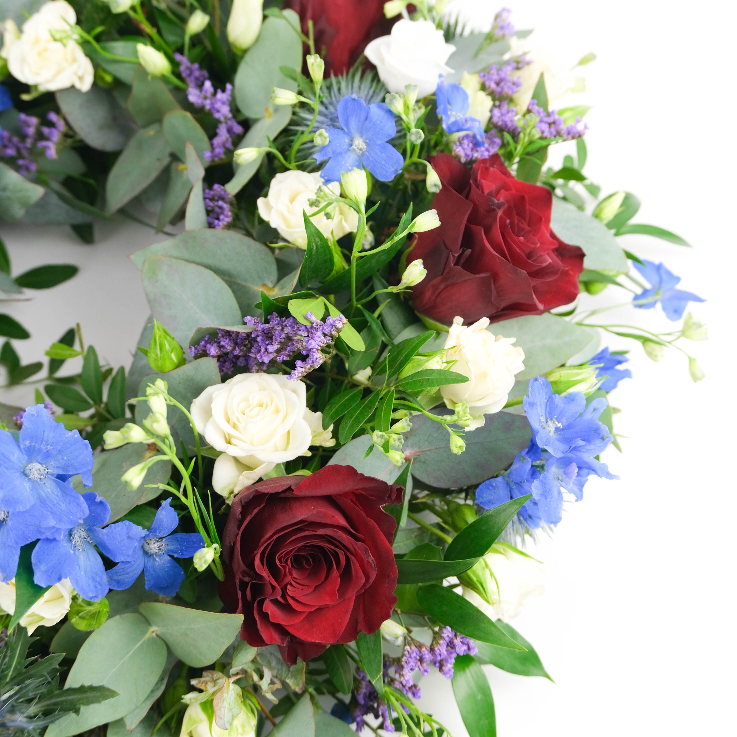 إكليل أحمر وأزرق وأبيض