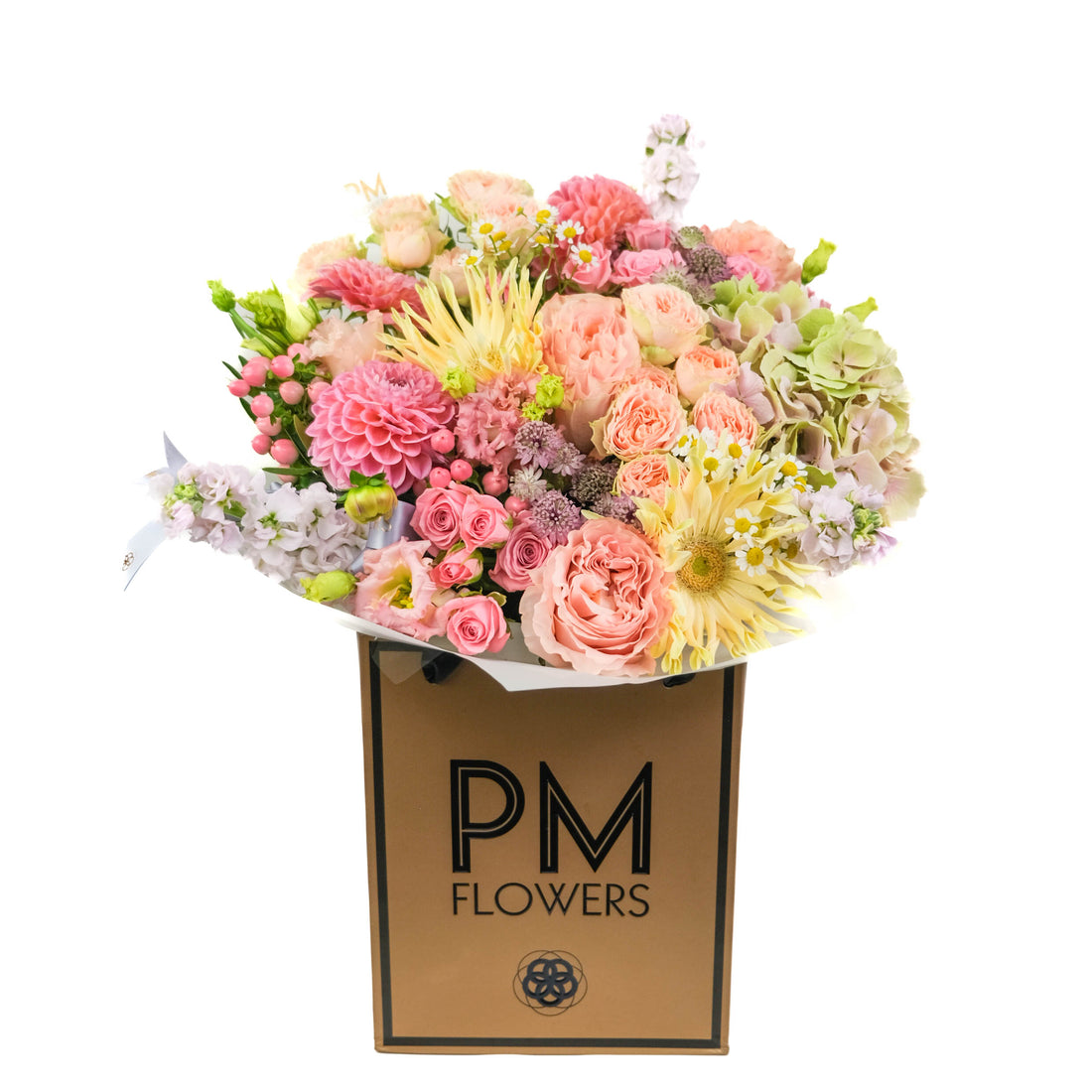 Bouquet of flowers in a box with &