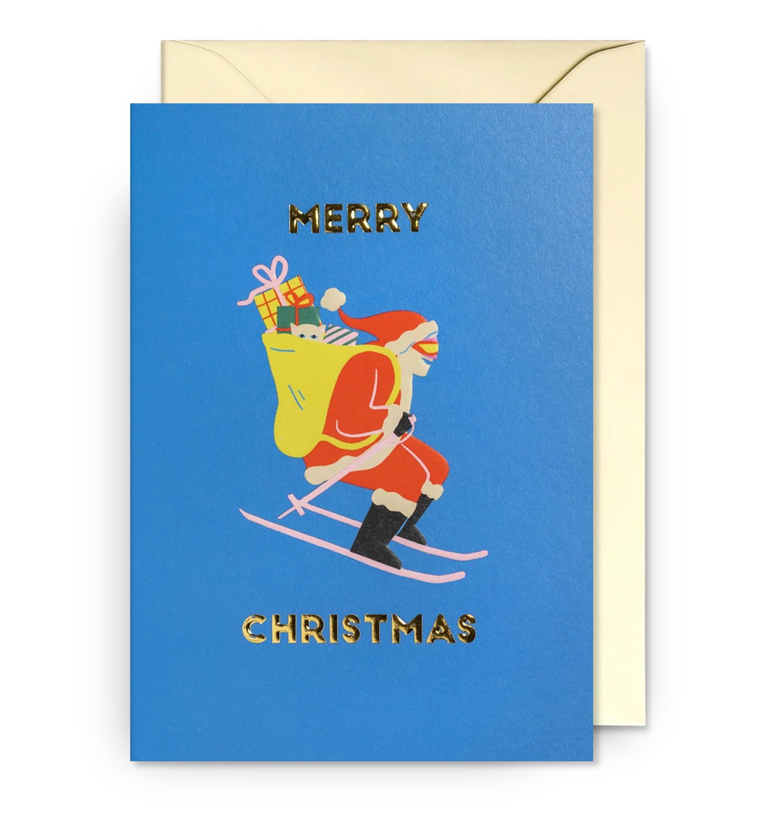 Skiing Santa Graphic Christmas Card