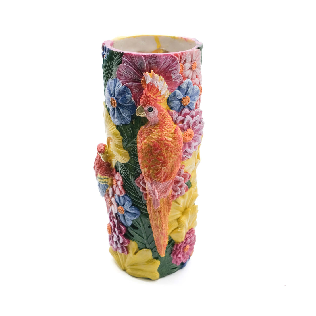 Vibrant Coloured Floral Bird Vase