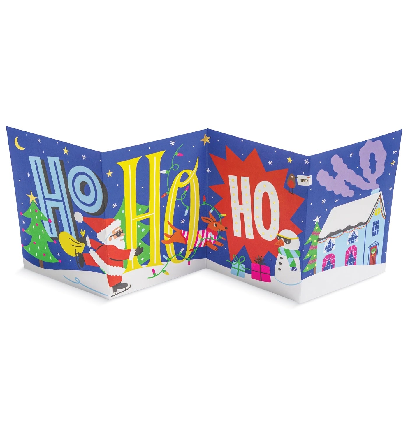 Ho Ho Ho Fold Out Concertina Christmas Card