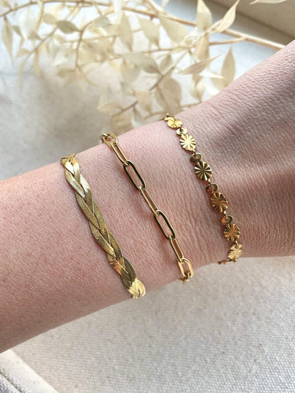 Bracelet chaîne ovale à motif soleil de tous les jours 